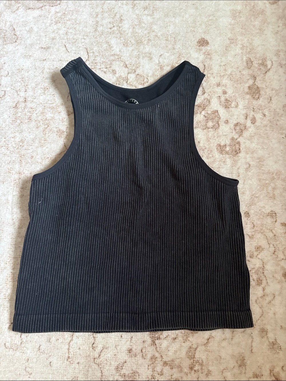 One Step Ahead Black Ribbed Tank Top